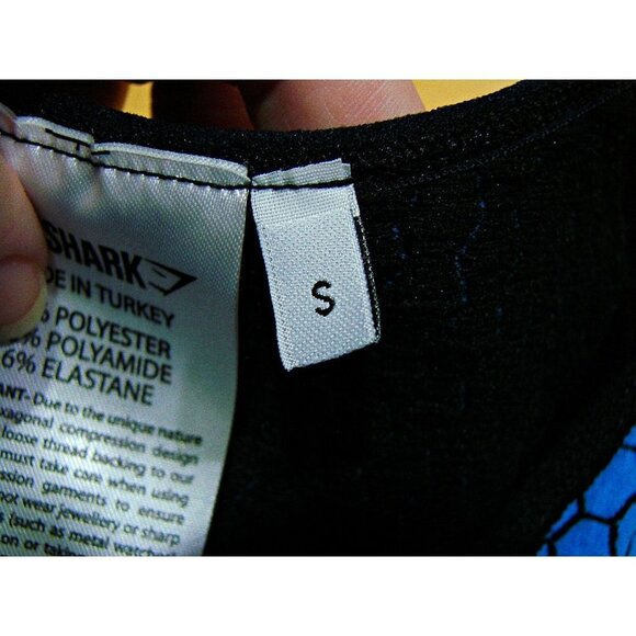 Gymshark Womens Blue Black Hex Design Bodycon Cerise Tank Top Size Small - Picture 5 of 10